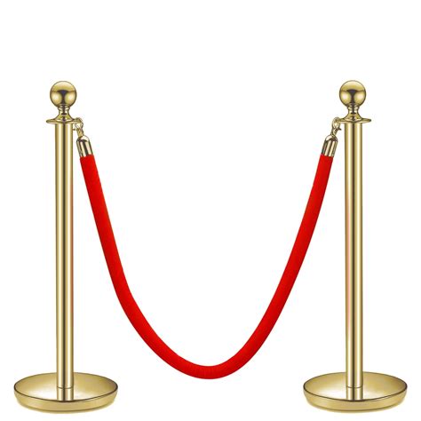 Vip Stanchion With Red Velvet Rope Stainless Steel Set Of 2 Posts