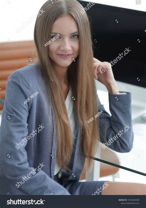 Female Office Employee Sitting Desk Stock Photo 1018234450 Shutterstock