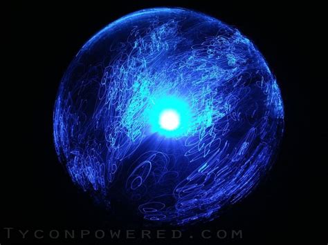 Glowing Blue Orb Tree Lighting Long Exposure Fiber Optic