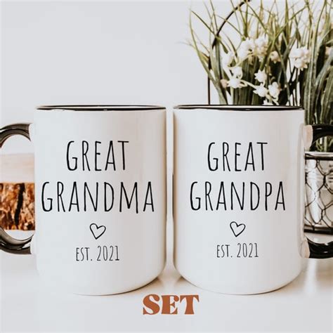 Great Grandma Great Grandpa Mug Set Pregnancy Announcement Etsy