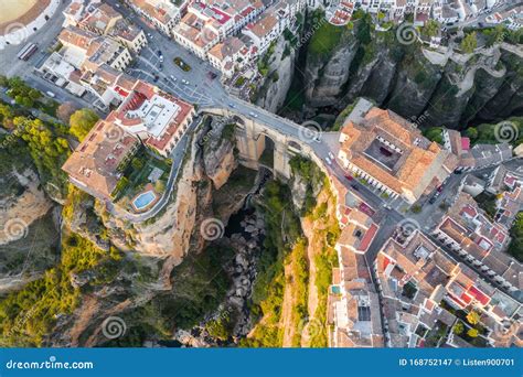 Aerial View Of Ronda Village A Village With White Houses At The Edge