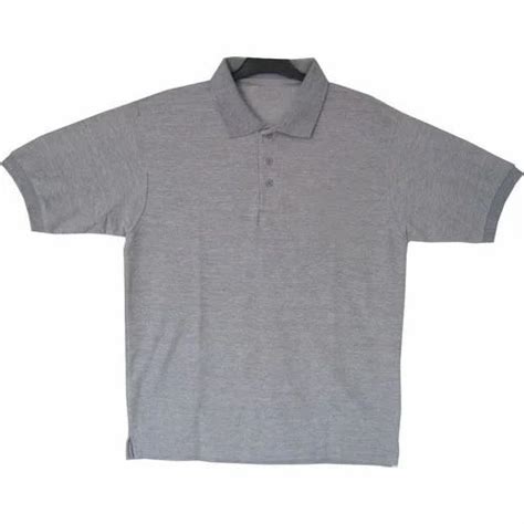 grey melange cotton plain gray collar t shirt at rs 295 piece in