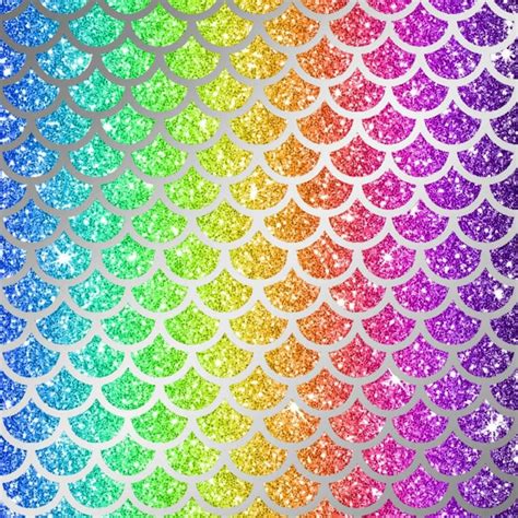 Mermaid Scale Digital Paper Rainbow Glitter Mermaid Scales Etsy