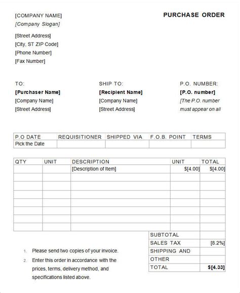13 Sample Purchase Order Format In Excel Pdf And Doc