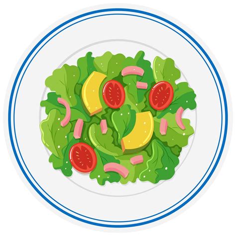 Fresh Salad On Round Plate 365561 Vector Art At Vecteezy
