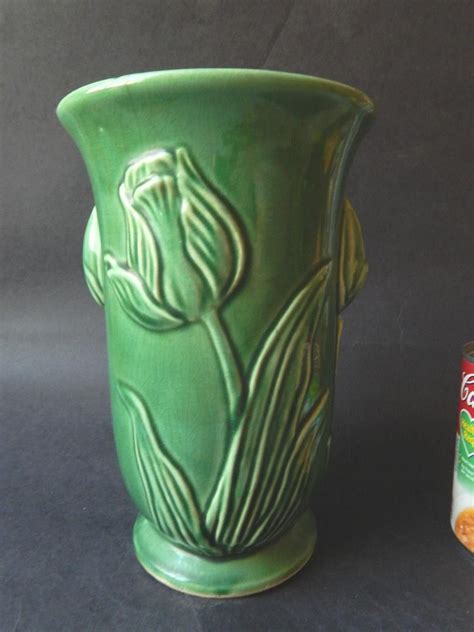 Mccoy Green Tulip Vase Vintage Pottery Planters Mccoy Pottery Vases