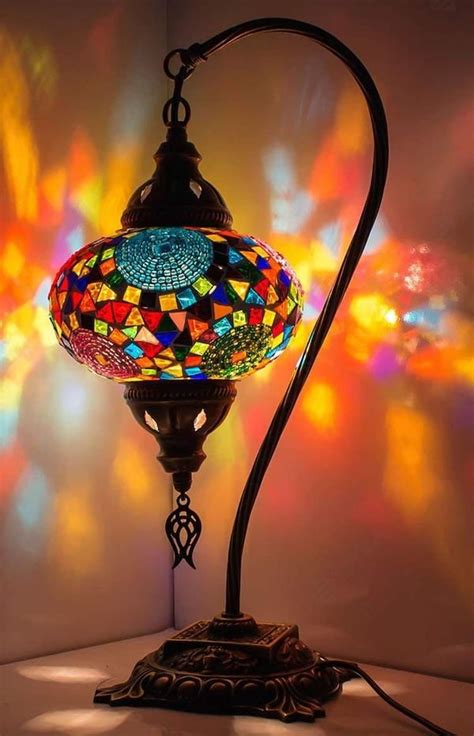 Handmade Boho Swan Lamp Mosaic Lamp Mosaic Glass Bedside