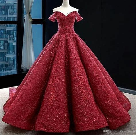 Gorgeous Dark Red Quinceanera Dresses Off The Shoulder Lace Appliqued