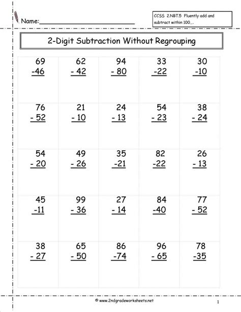 Adding two 2 digit numbers in columns no carrying. Two-Digit Subtraction With Borrowing Worksheets | 99Worksheets