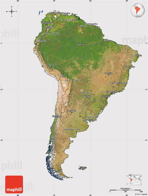 Satellite Map Of South America Cropped Outside