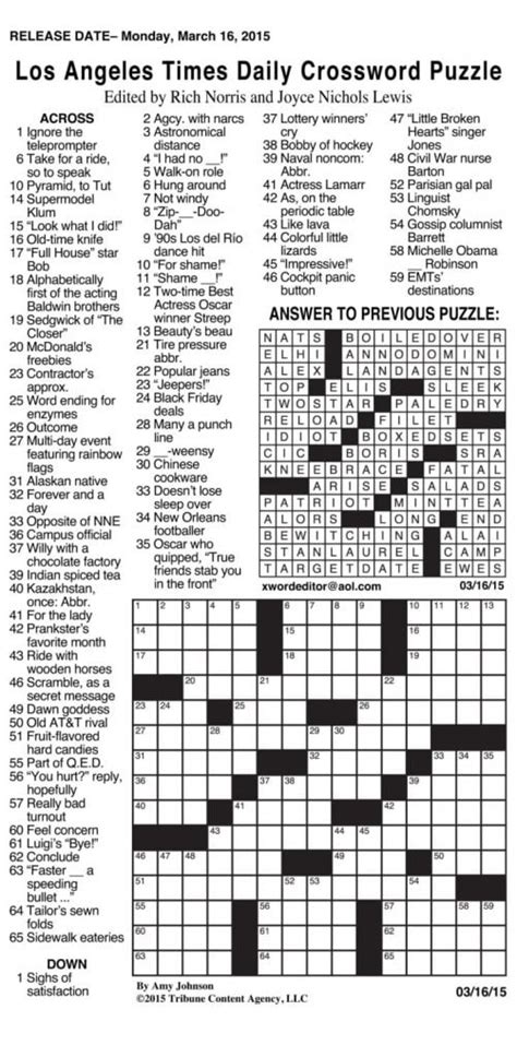 Daily Commuter Crossword Puzzle By Jacqueline Mathews
