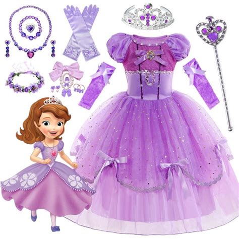 Kids Toy Store Disneys Sofia Princess Dress Girls Lace Tulle Puff