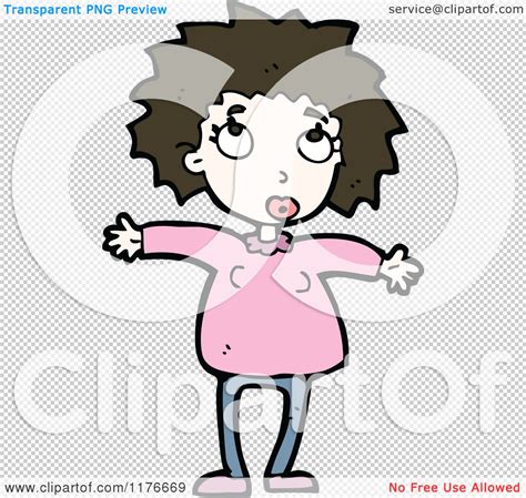 Cartoon Of A Young Girl In A Pink Sweater Royalty Free Vector