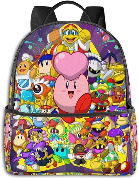 Kirby Star Of Allies Super Smash Bros Backpack Smooth Zipper Travel Bag