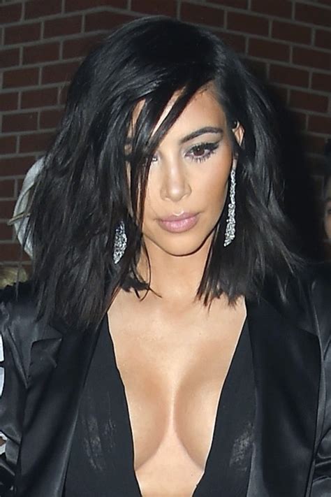 kim kardashian straight black messy hairstyle steal her style