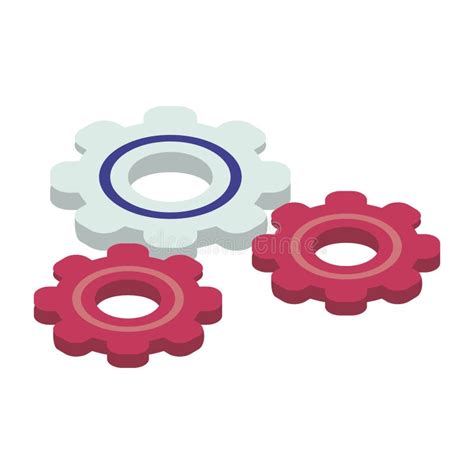 Gears Settings Machine Isometric Icon Stock Vector Illustration Of