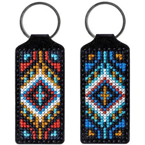 Diy Cross Stitch Embroidery Keychain Key Holder Kit With Etsy