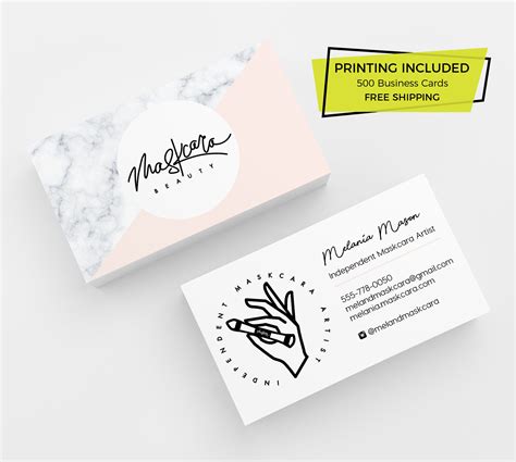 Maskcara Beauty Business Card 500 Printed Business Cards Template