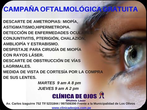 Clínica De Ojos Oftalmic Láser CampaÑa OftalmolÓgica Gratuita