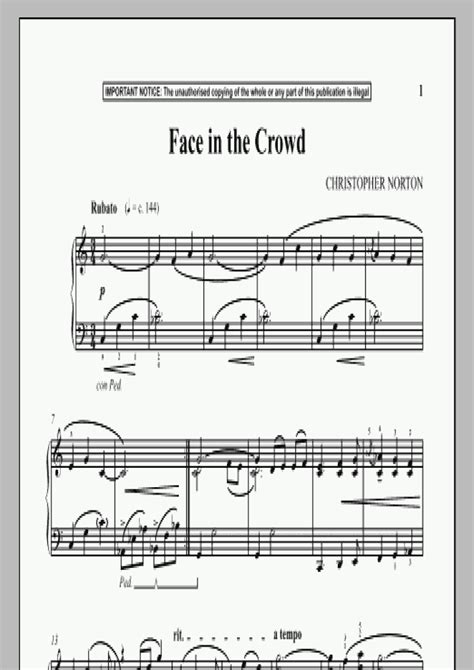 Face In The Crowd Piano Sheet Music Onlinepianist