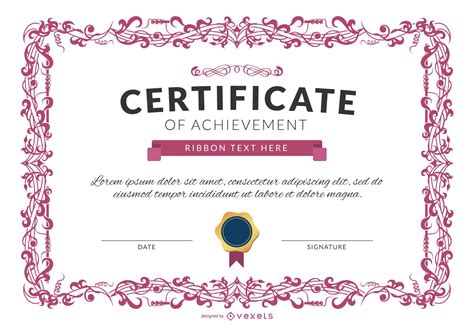 Certificate Of Achievement Template In Pink Vector Download