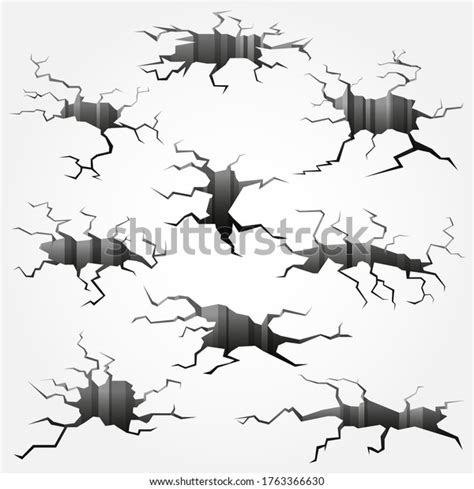 Earthquake Crack Ruined Wall Aging Dried Stock Vector Royalty Free