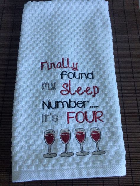 Embroidered Kitchen Towel With Saying Wine Saying Towel Fun Etsy