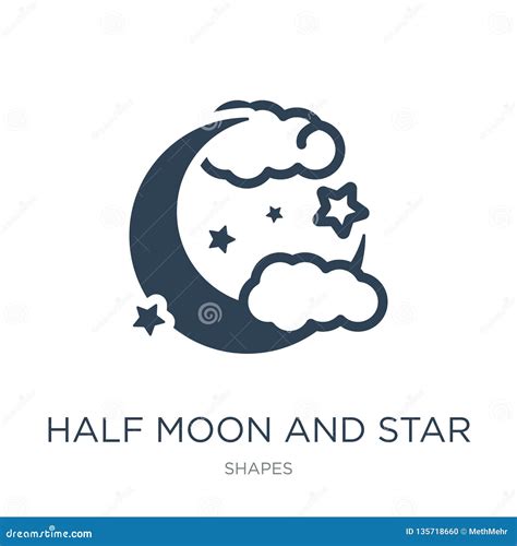 Half Moon And Star Icon In Trendy Design Style Half Moon And Star Icon