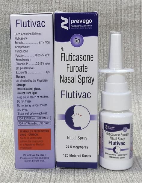 Flutivac Fluticasone Nasal Spray Ip Treatment Itchy Or Running Nose Packaging Type 120 Mdi
