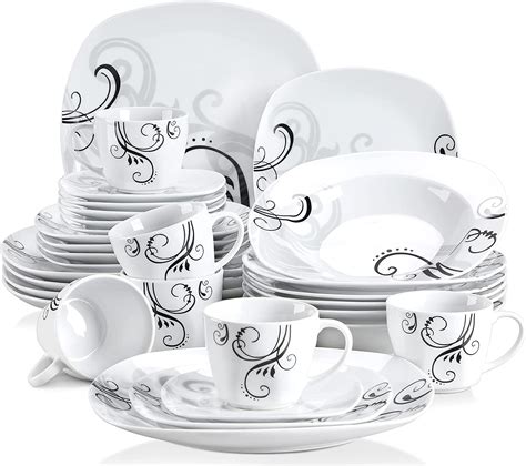 Veweet ZOEY 30pcs Service De Table Porcelaine 6pcs Assiette Plate