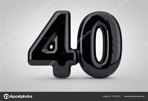 Black Glossy Balloon Number 40 Isolated On White Background Stock