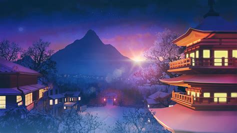 Japanese Scenery Sunset Night 4k 5920b Wallpaper