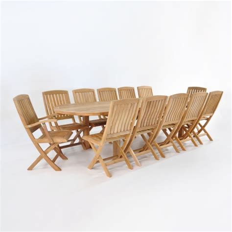 Outdoor Dining Set Teak Extension Table And 12 Chairs Teak Warehouse
