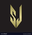 Sj logo monogram with emblem style isolated Vector Image