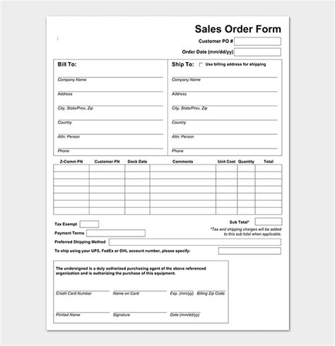 Sales Order Template 22 Formats And Examples Word Excel Pdf
