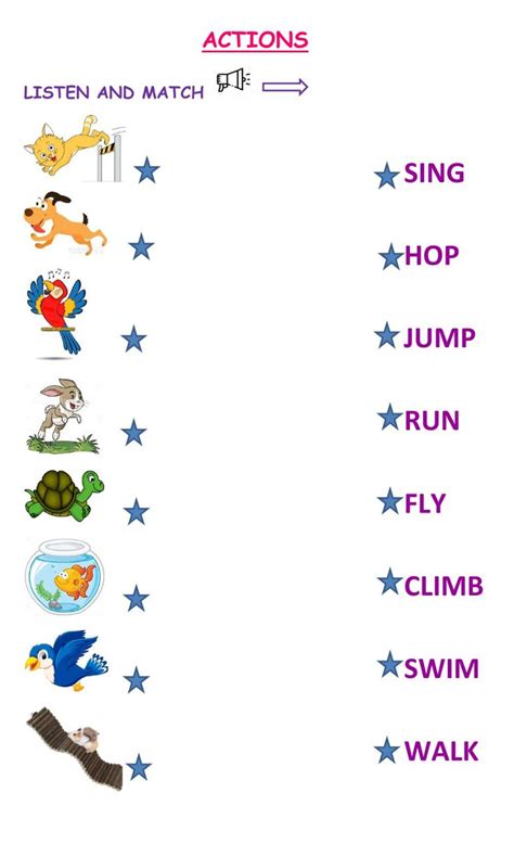Pets Online Exercise For 1st Grade English Activities For Kids Verbs