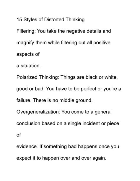 15 Styles Of Distorted Thinking 15 Styles Of Distorted Thinking