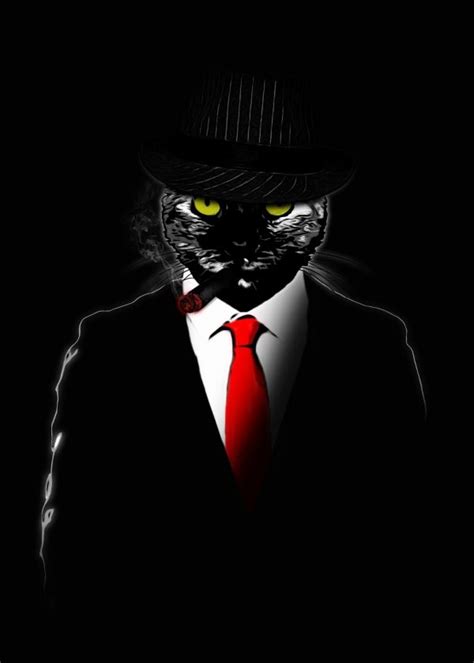 Cat In A Mafia Suit Okay Black Cat Art Cat Art Cool Artwork