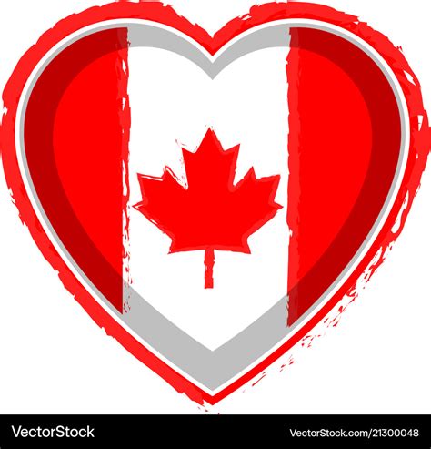 heart shaped flag of canada royalty free vector image