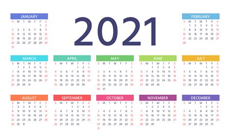 Ilustración De Calendario 2021 Ilustración Vectorial Planificador Del
