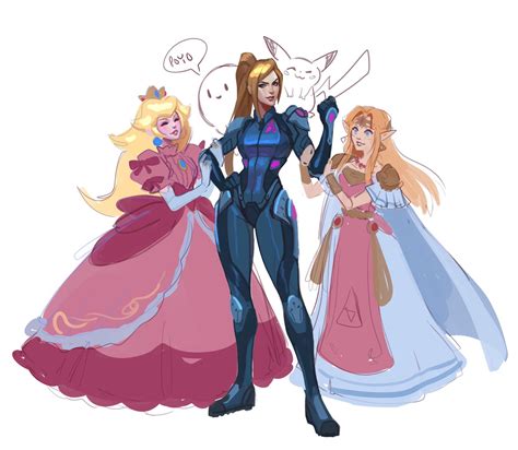 Peach And Zelda Fawning Over Zero Suit Samus Smash Bros Ultimate R