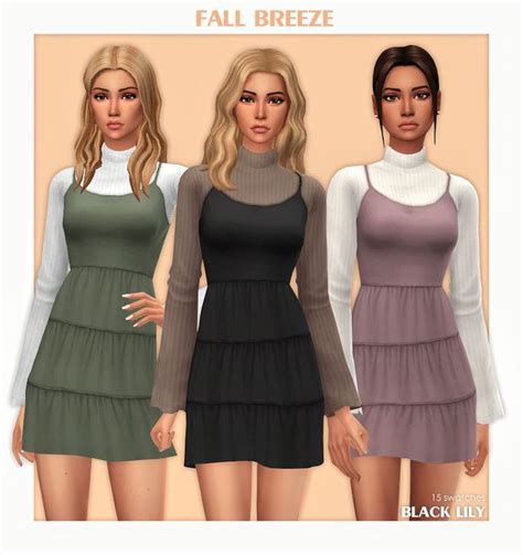 Fall Breeze Dress Black Lily On Patreon Sims 4 Dresses Sims 4 Mods