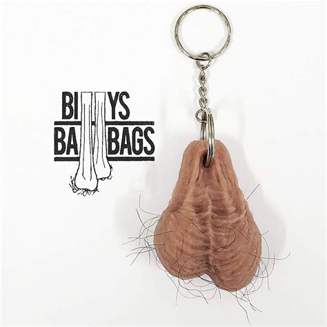 Hairy Silicone Testicle Ballsack Nuts Keyring Keychain By Billysballbags Uk