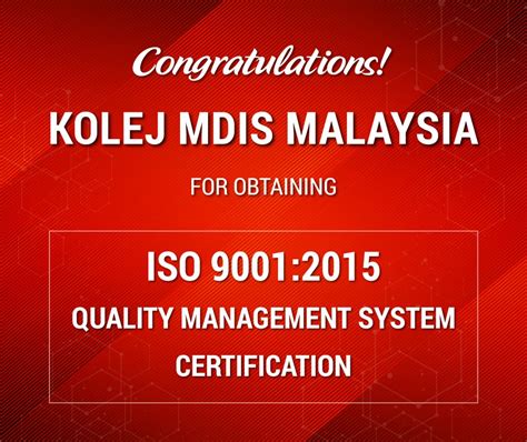 Check spelling or type a new query. Congratulations Kolej MDIS Malaysia - ISO 9001:2015 ...