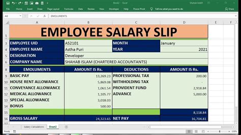 Simple Salary Slip Format In Excel Simple Payslip Format In Excel Youtube