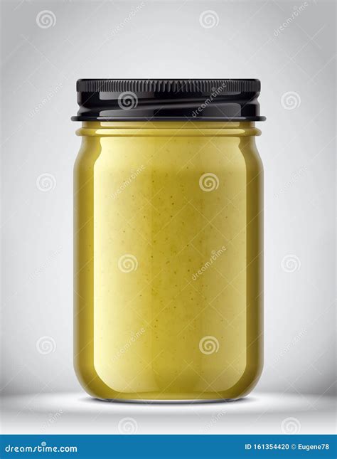 Glass Jar With Mustard On Background Stock Illustration Illustration Of Conserved Olive