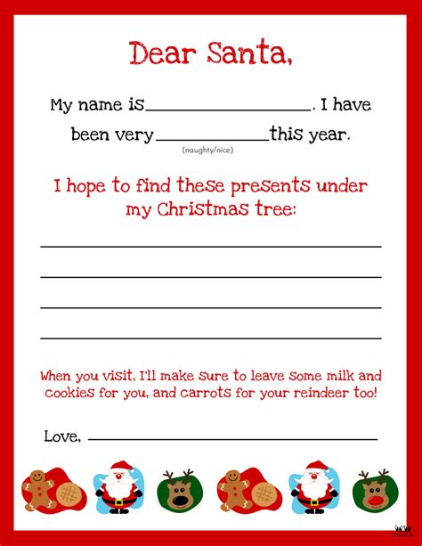 dear santa letter printables free printabulls