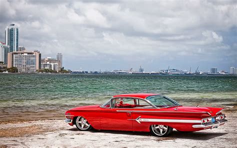Hd Wallpaper Bright Red Chevy Red Ford Thunderbird Vehicle