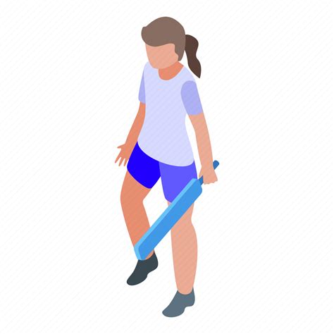 Girl Play Cricket Isometric Icon Download On Iconfinder