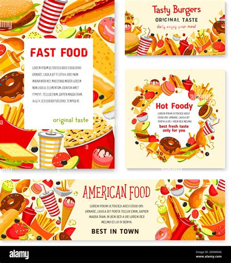 Fast Food Restaurant Posters Of Meals Snacks Or Desserts And Drinks